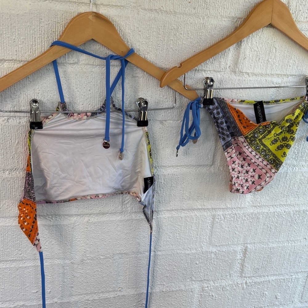MINKPINK by Revolve Multicolor Floral Latifah 2 Piece Halter Swim Bikini sz S - Picture 7 of 7